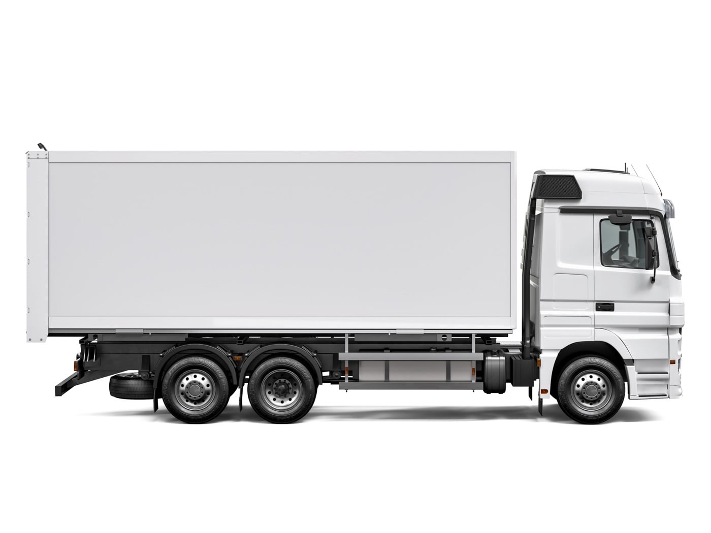 3D rendering of a commercial truck under studio lighting