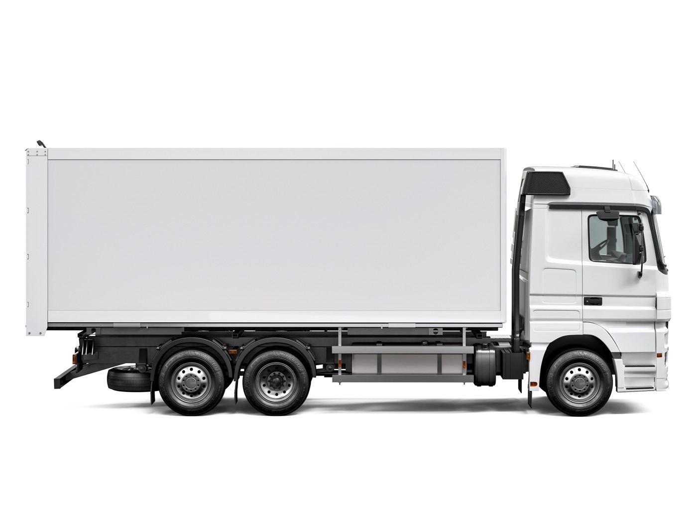 3D rendering of a commercial truck under studio lighting