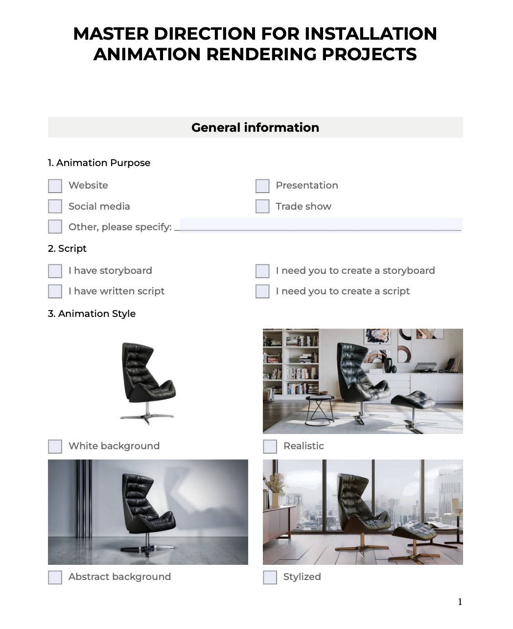 Installation Animation Project Brief