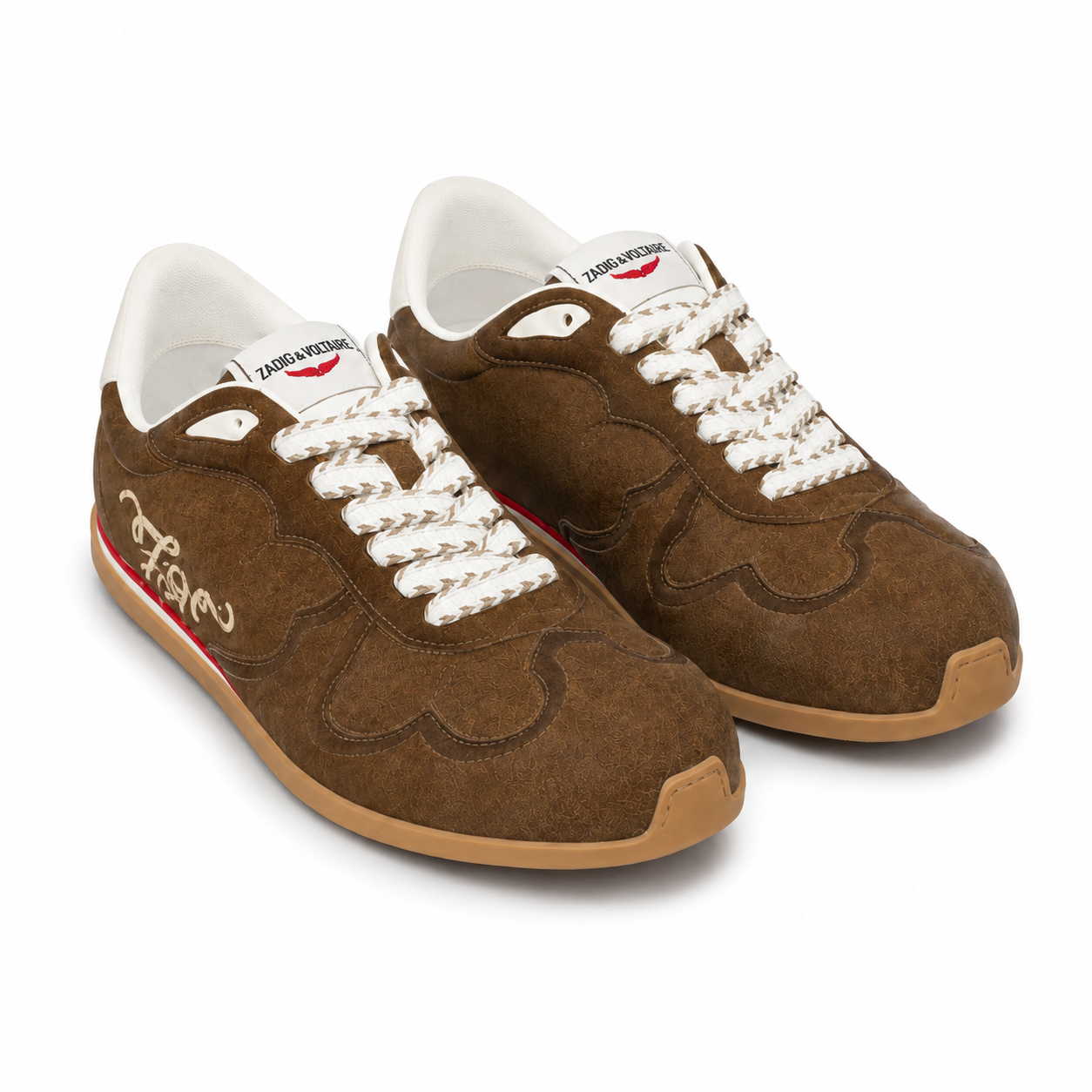 Brown suede sneaker — main silo on white