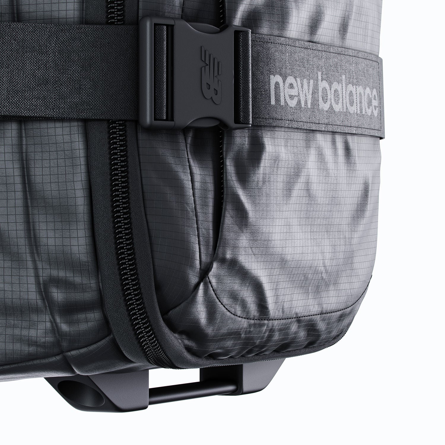 Stage 4 — textures and materials applied: ripstop fabric, zipper and buckle