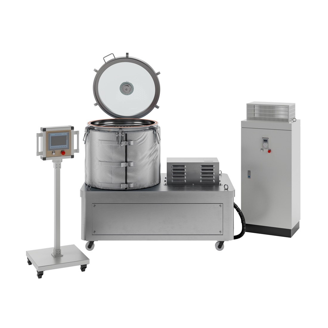 Studio silo render of a lab circulator unit on white