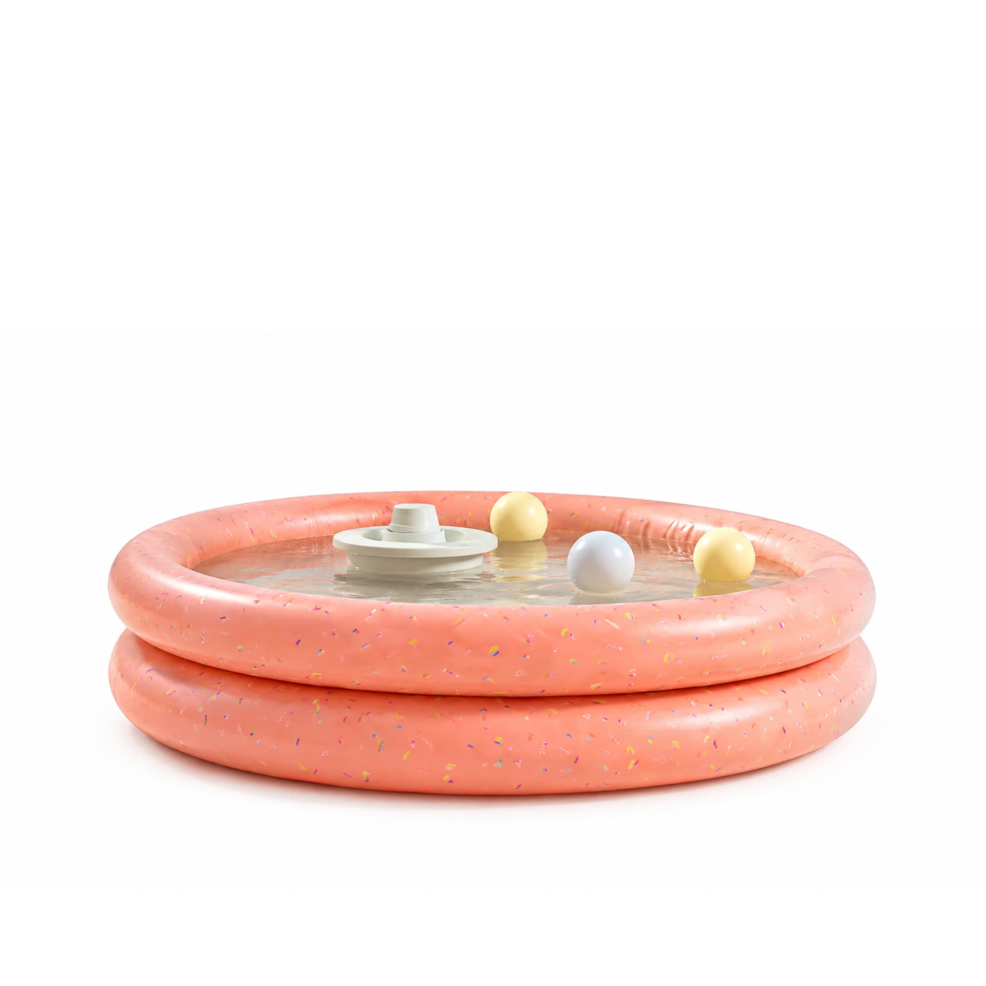 Studio silo 3D rendering of the inflatable kiddie pool toy with floats on a white background
