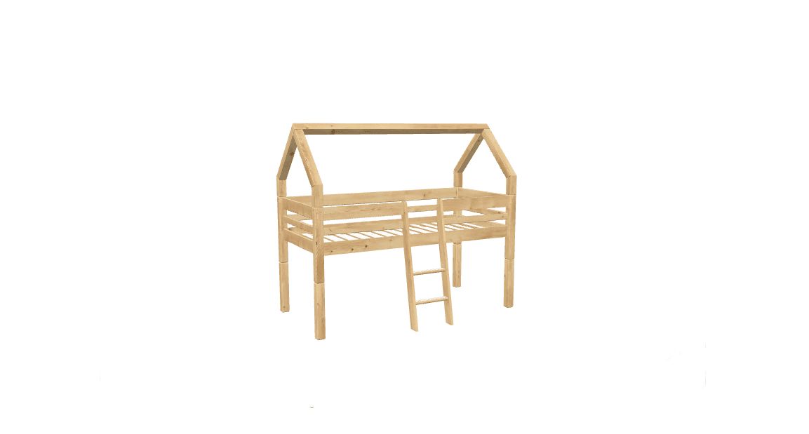 3D visualization preview of kids’ wooden bed frame with ladder for augmented reality model