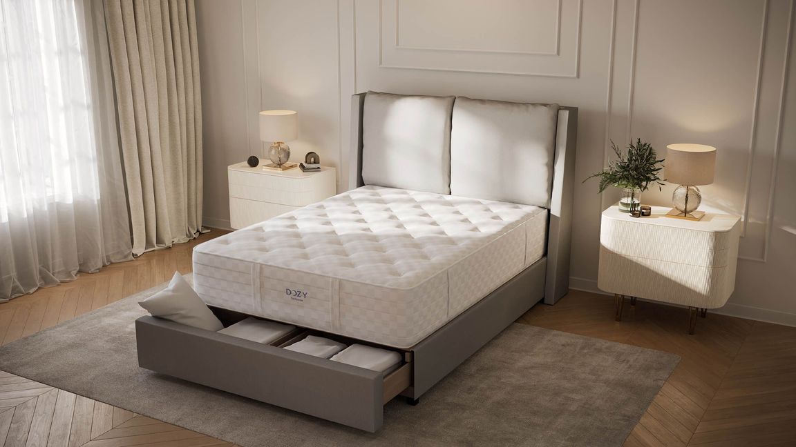 Realistic 3D house fittings visualization showcasing a bedroom with a bed, nightstands, and decor, highlighting realistic rendering and 3D modeling.