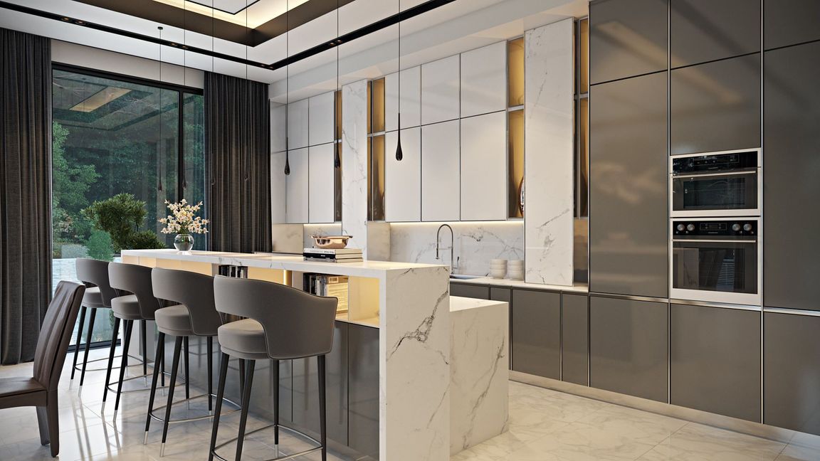 3D Visualization of a Modern Kitchen