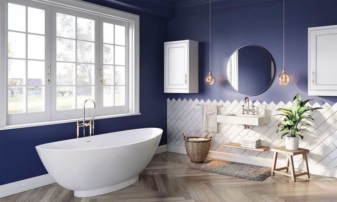 3D Rendering for a bathroom lifestyle with a white bath