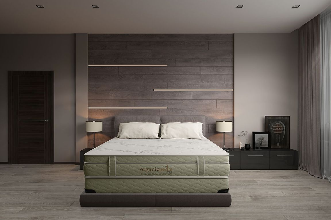 Lifestyle bedroom render in warm tones