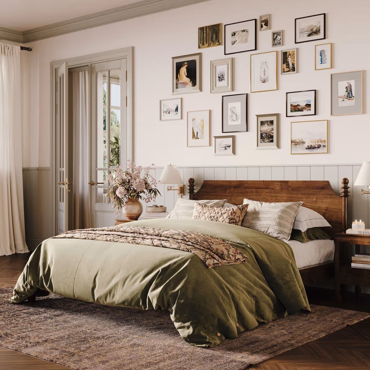 First-class 3D rendering of a bedroom showcasing realistic product and interior design, featuring 3D product modeling and photorealistic visualization.