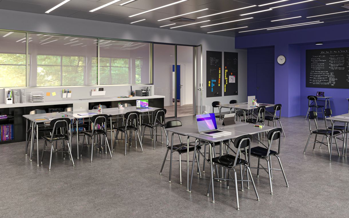 Lifestyle Render for Classroom Furniture