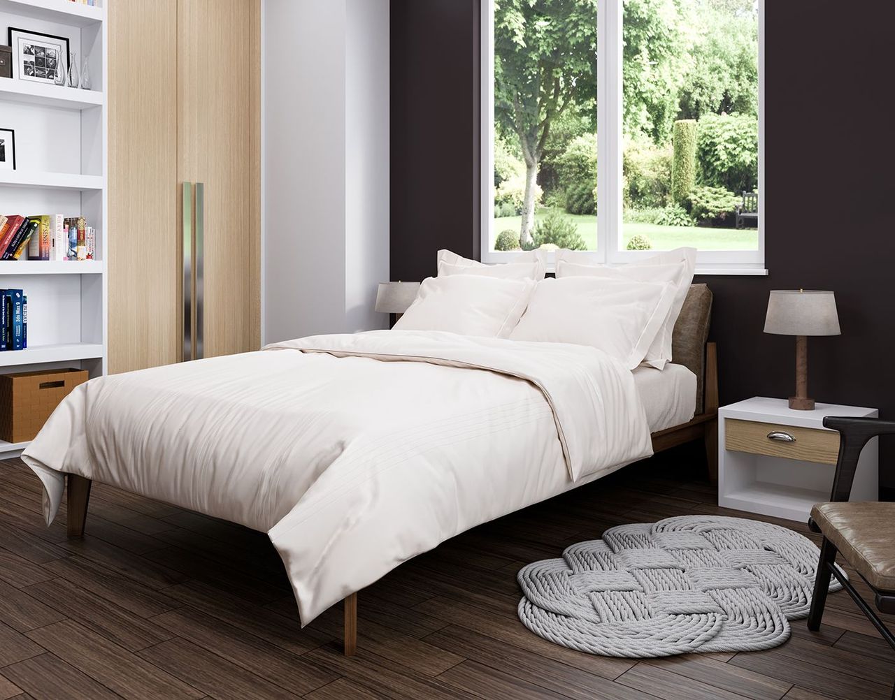 Lifestyle bedroom render for bedding