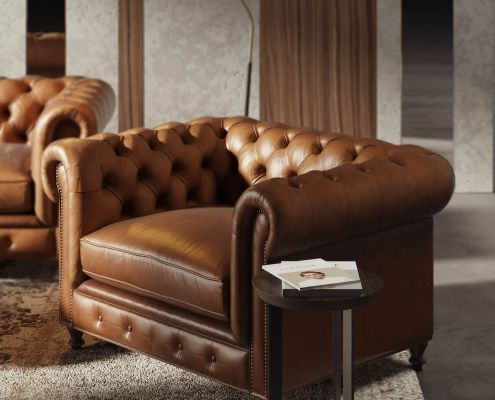 Photoreal CGI of a Leather Armchair for a Furniture Brand