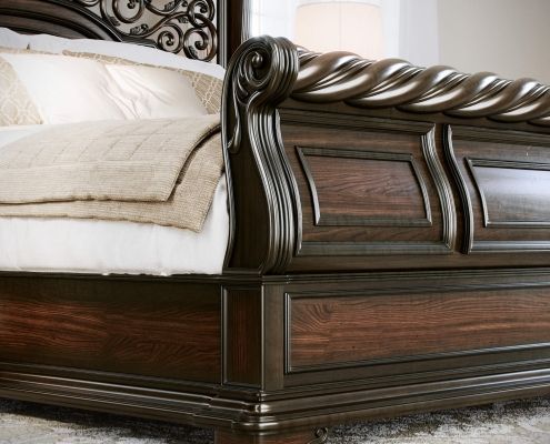 3D Rendering of a Wood Bed Frame