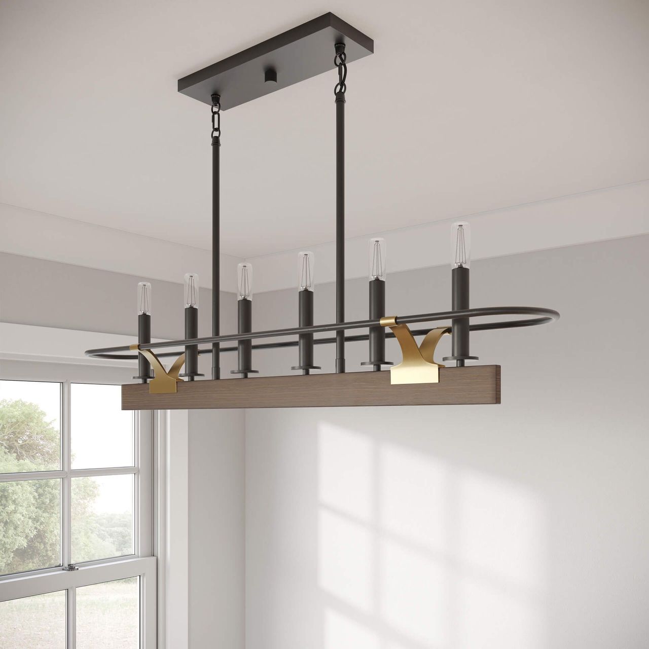 Product Detail Image of Chandelier with Wooden Detail