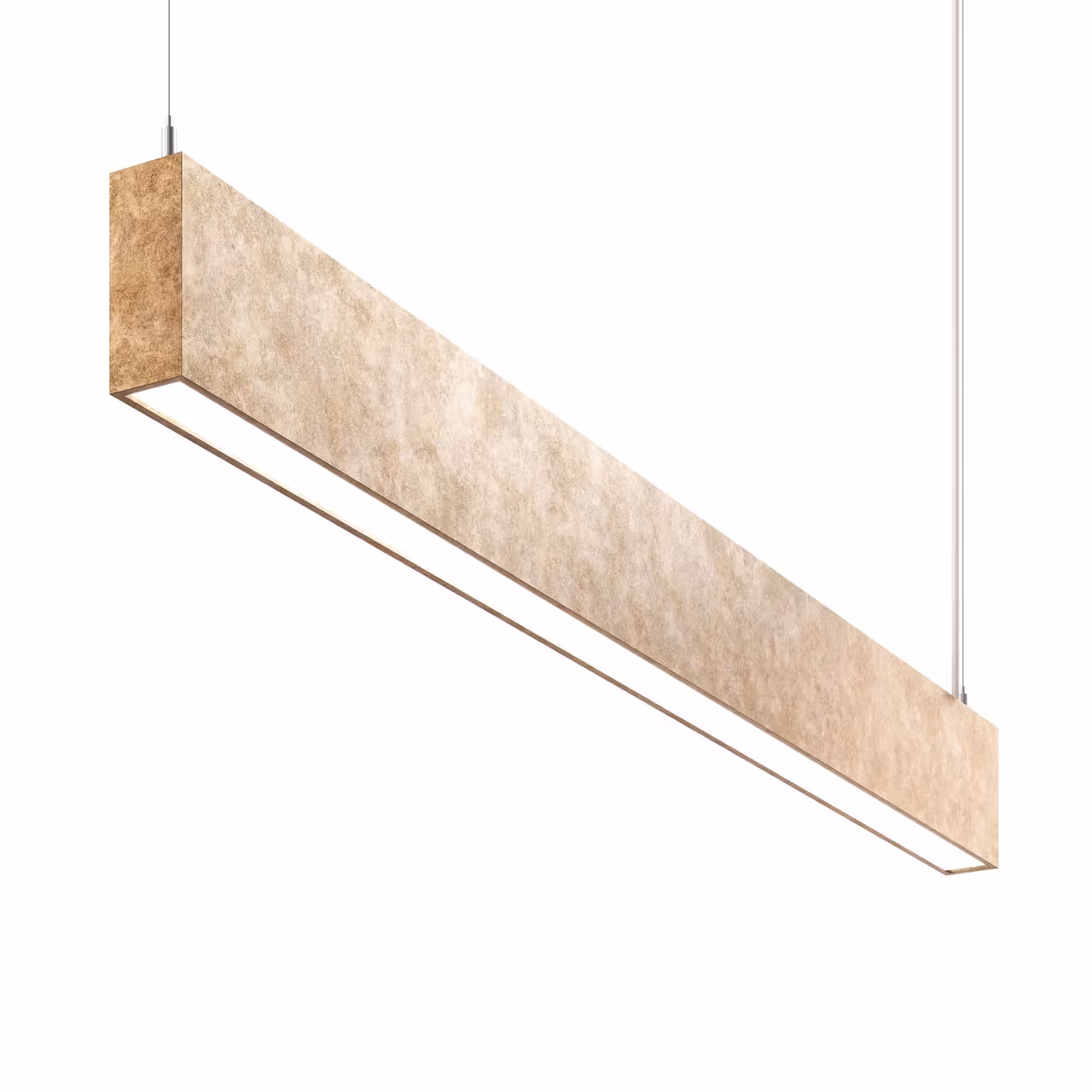 A sand beige linear lighting fixture with a recessed LED channel shown in a photorealistic product render