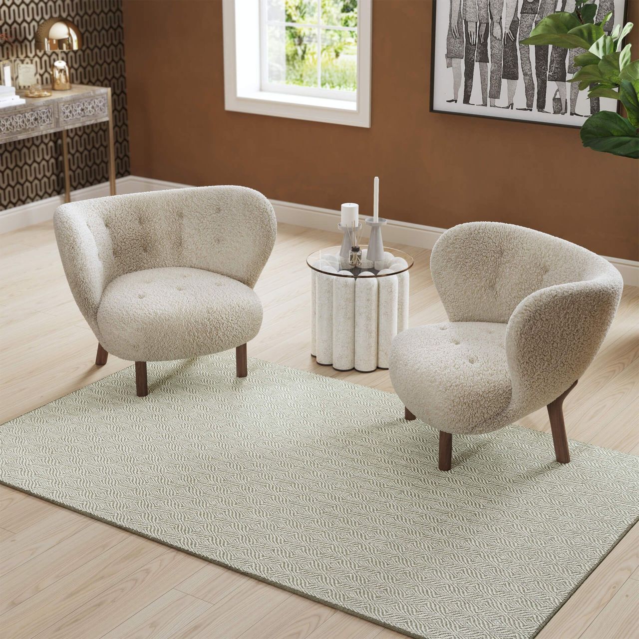 Living Room Off-White Rug Product CGI