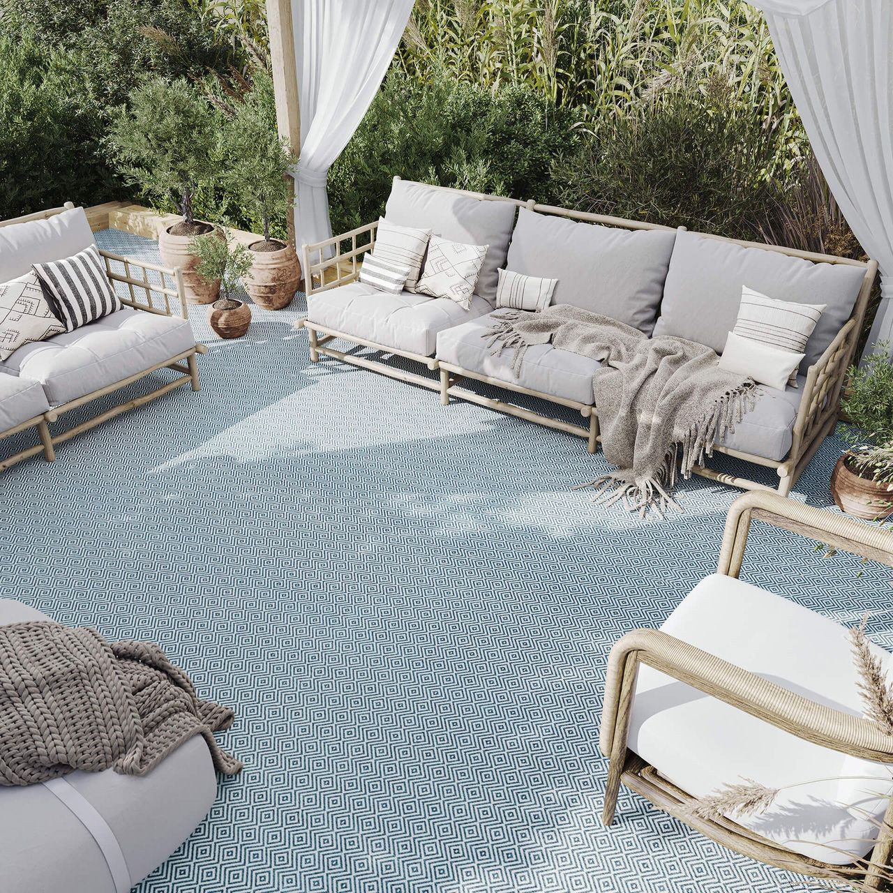 Light Blue Terrace Carpet CGI