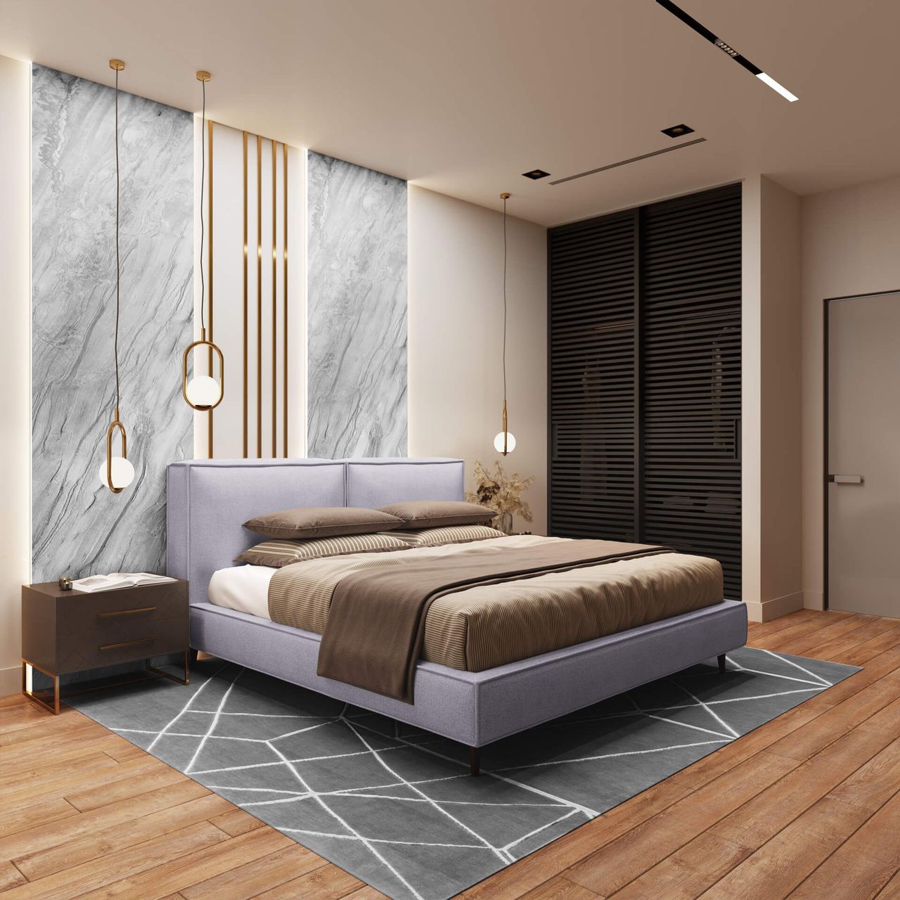 Upholstered Bed Lifestyle Rendering