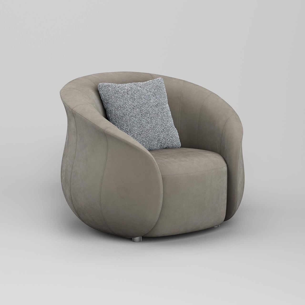 Photorealistic 3D rendering of a modern armchair, showcasing first-class product visualization and 3D modeling.
