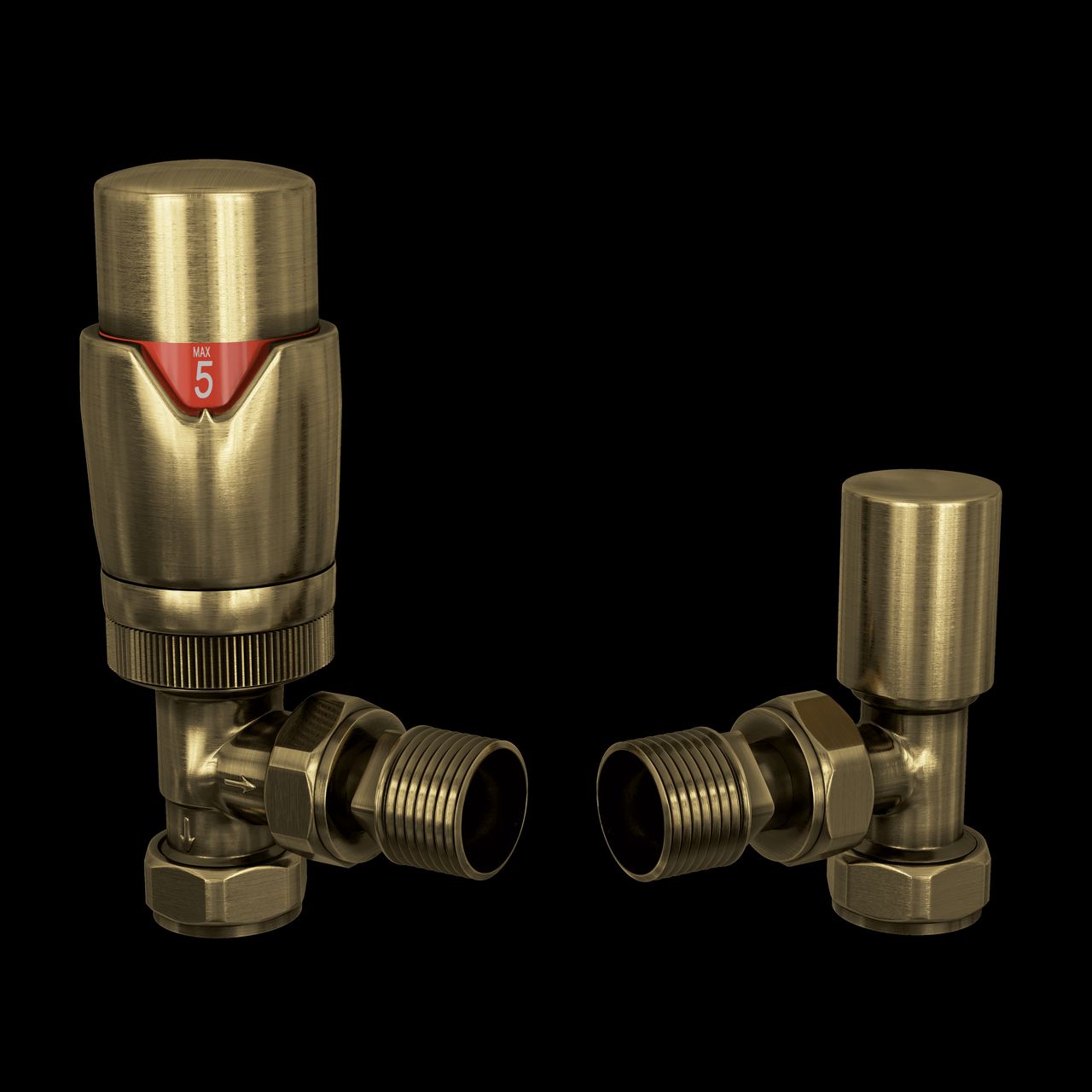 Brass Finish Radiator Valve 3D Rendering