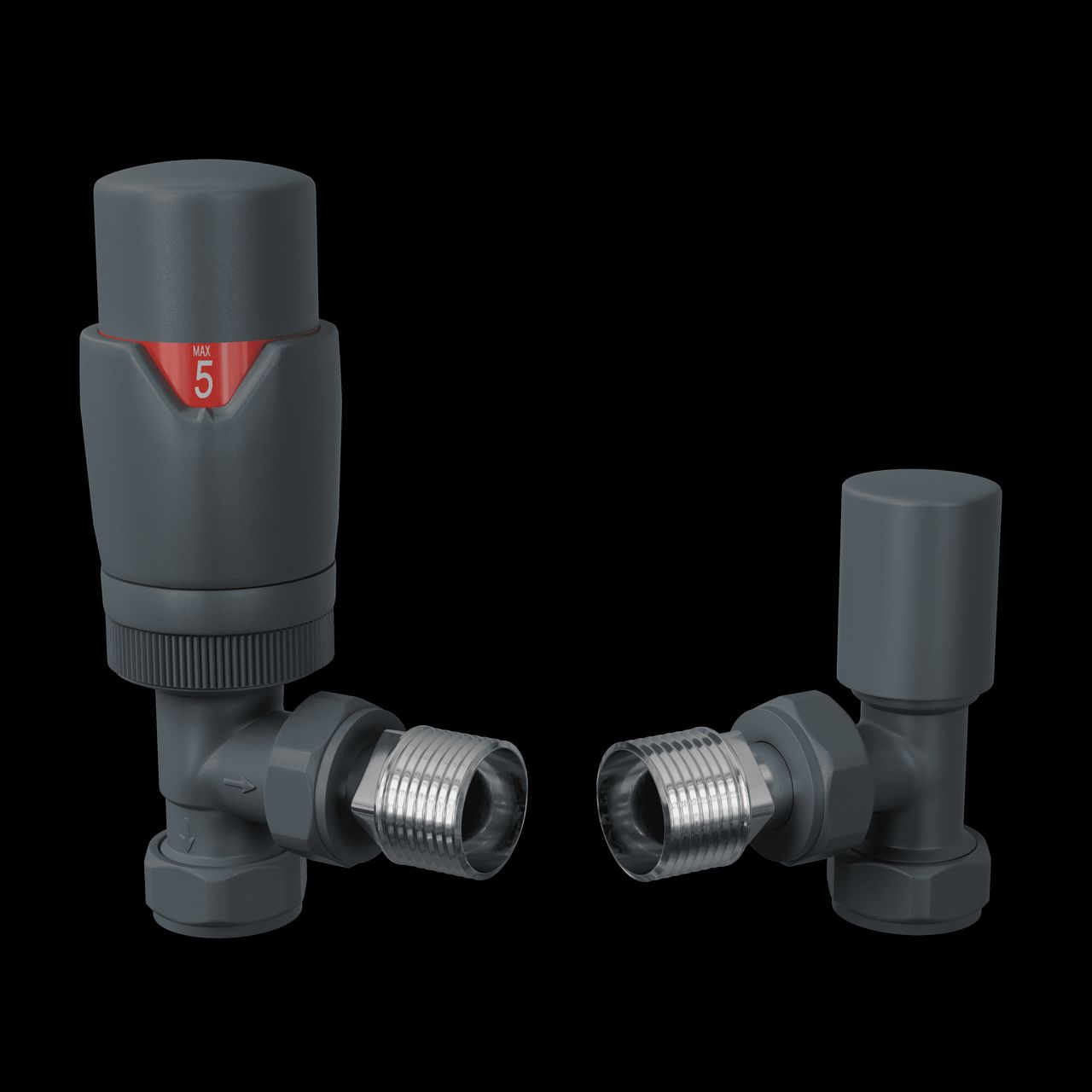 Gray Radiator Valve 3D Visualization