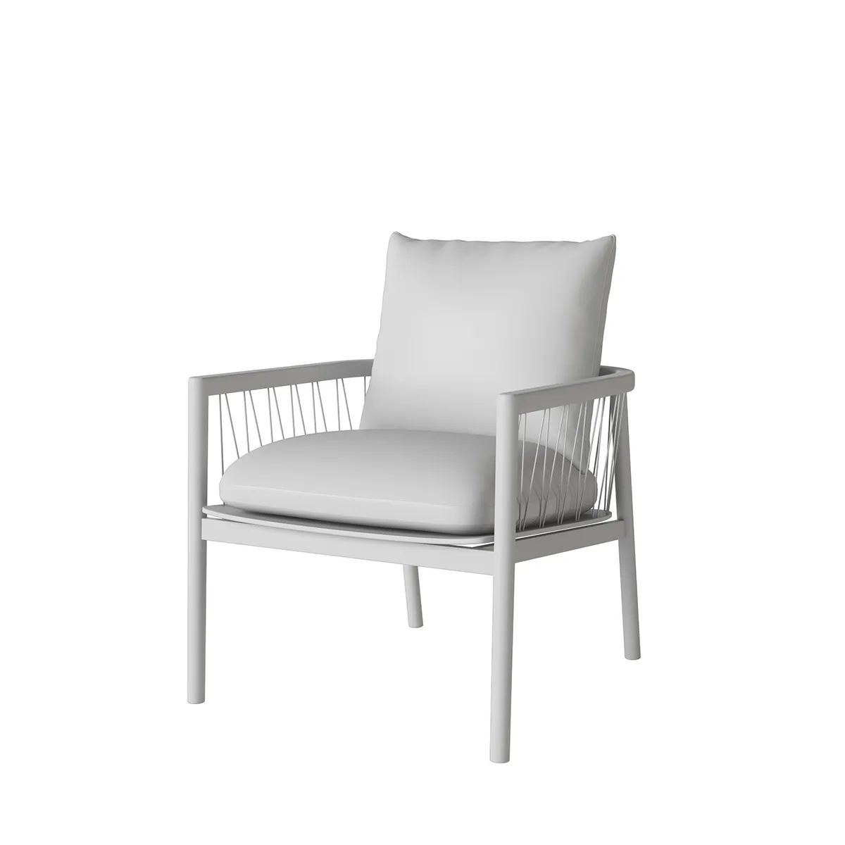 Grayscale Rendering of a Wood and Cushion Chair