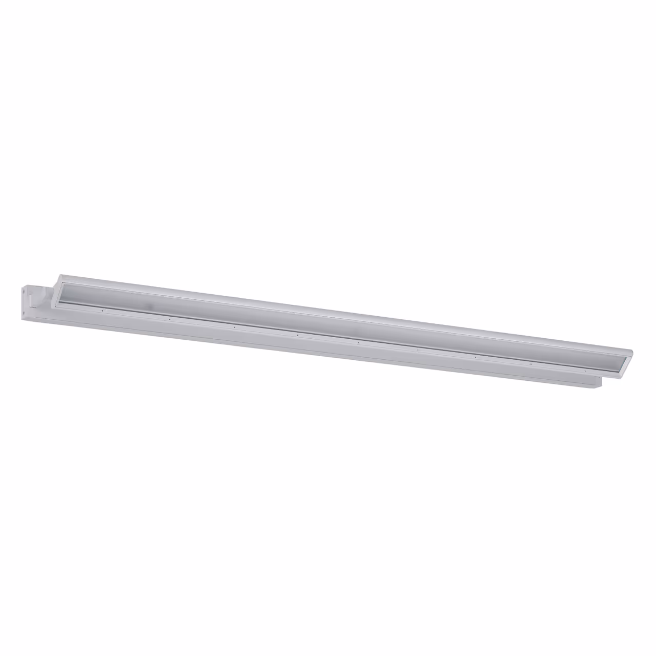 A white recessed linear slot luminaire shown against a plain background 3D rendering for lighting products