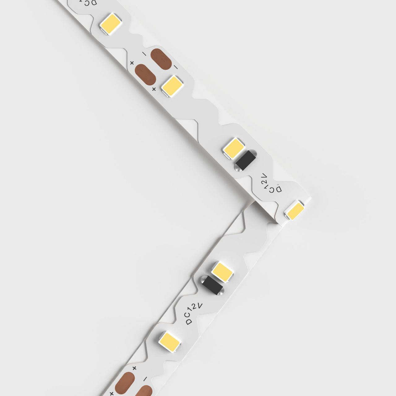 3D rendering for lighting presenting separated strip segments with exposed contact points
