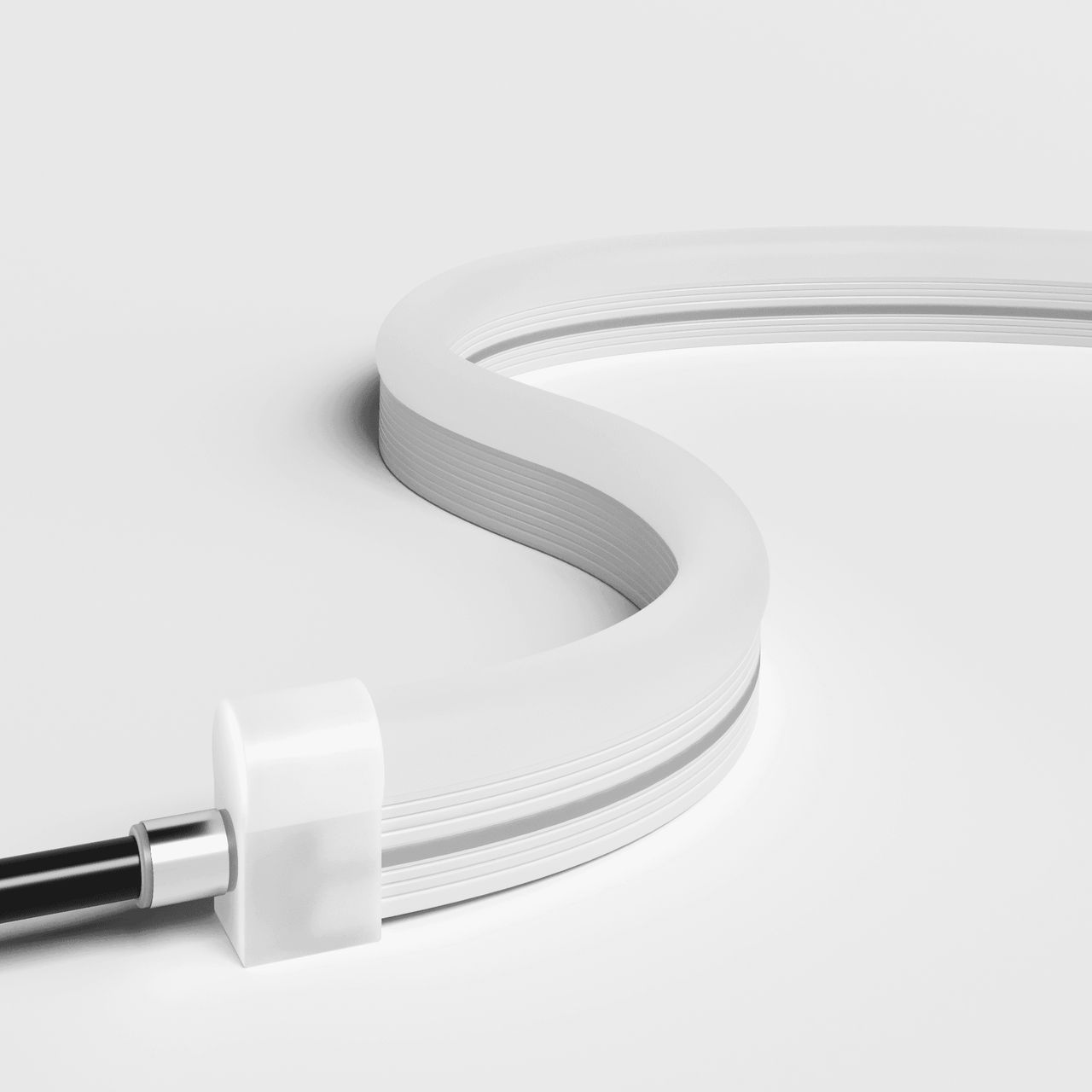 Product visualization for lighting showing flexible line without illumination on a light surface