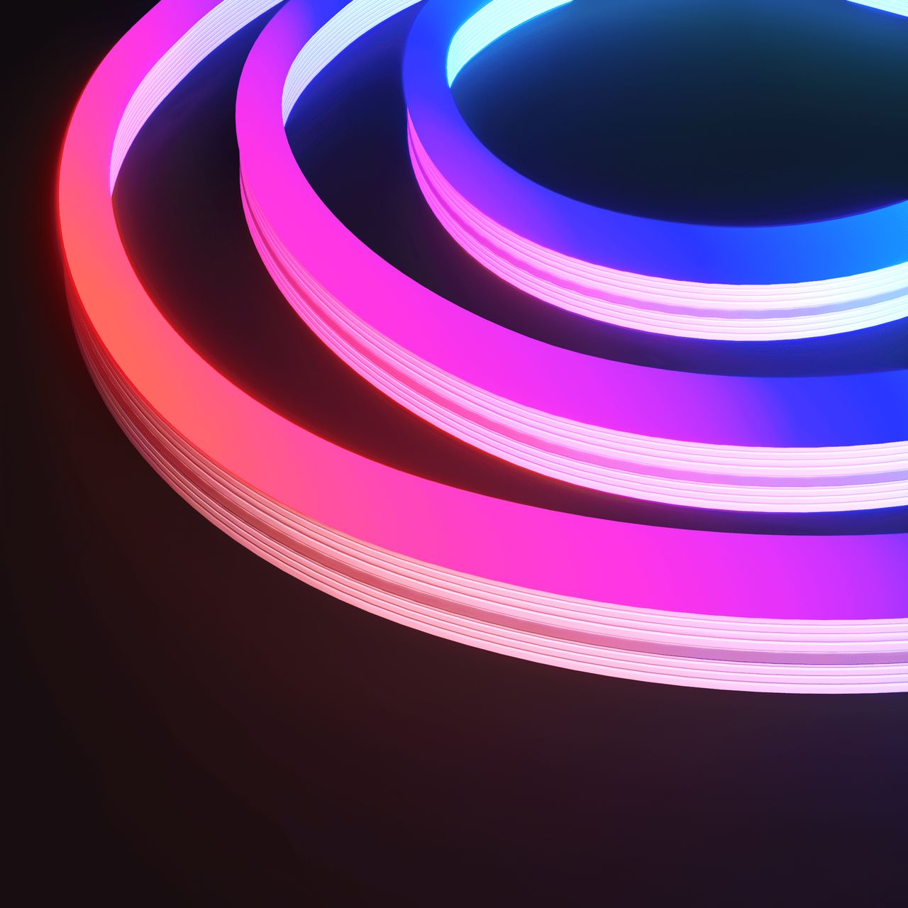 Product visualization for lighting presenting layered flexible lines arranged in smooth concentric curves
