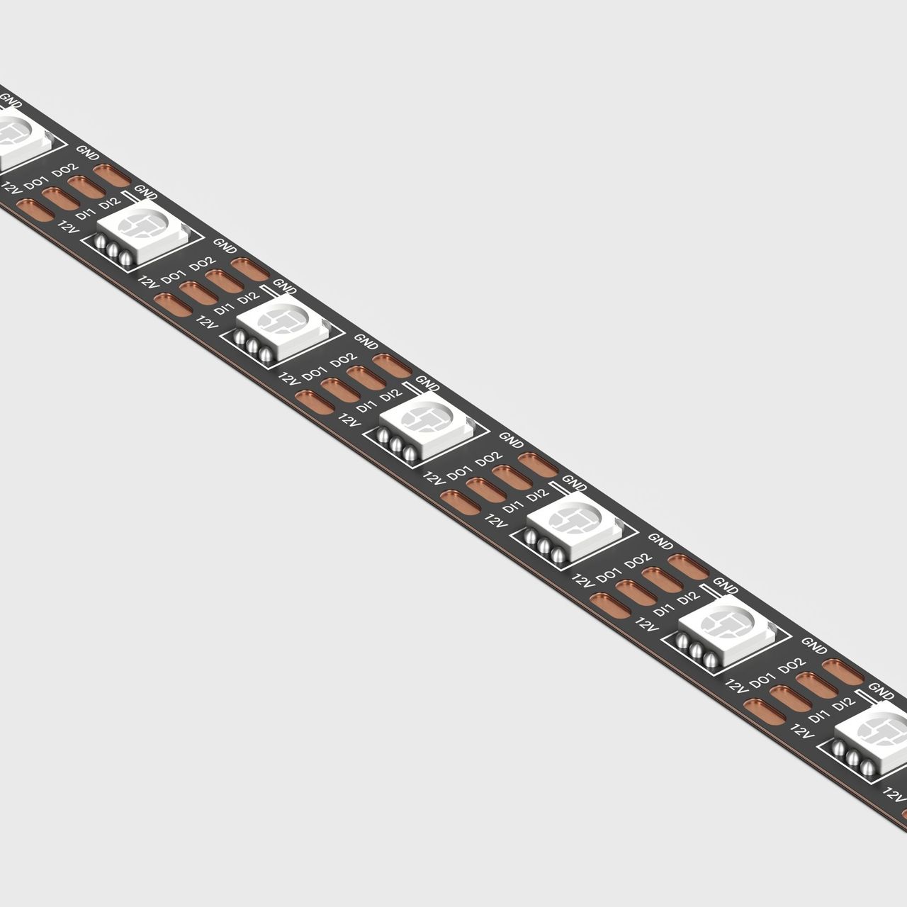 3D rendering for lighting presenting a straight flexible tape with visible diode spacing