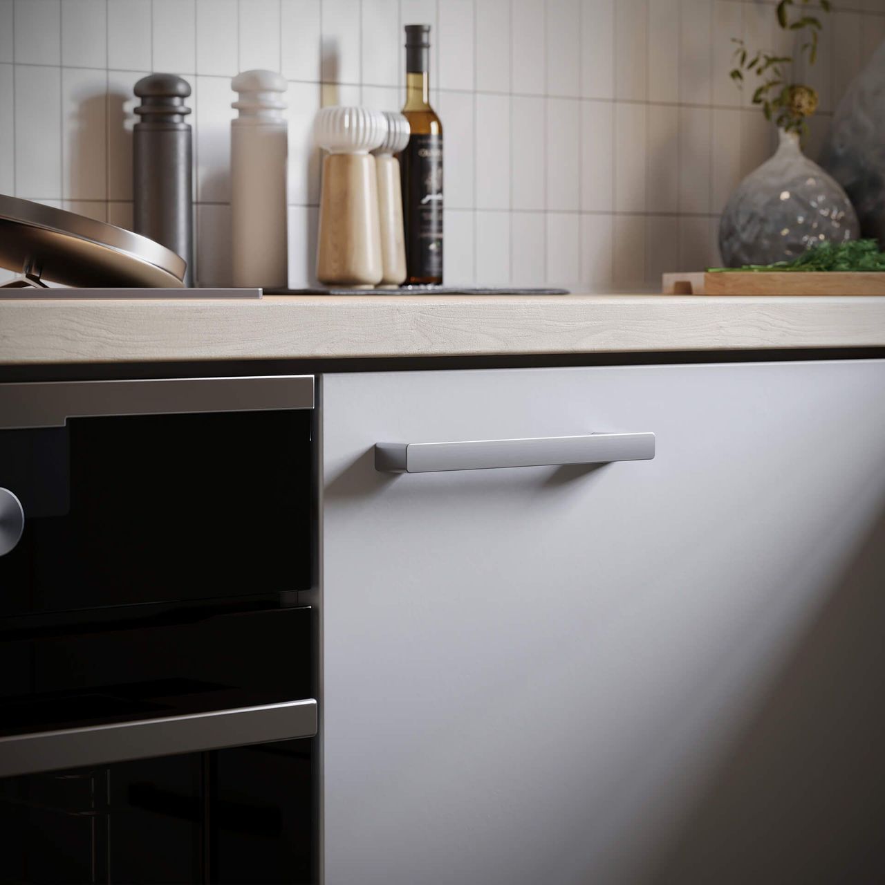 3D kitchen rendering showcasing realistic furniture and product visualization