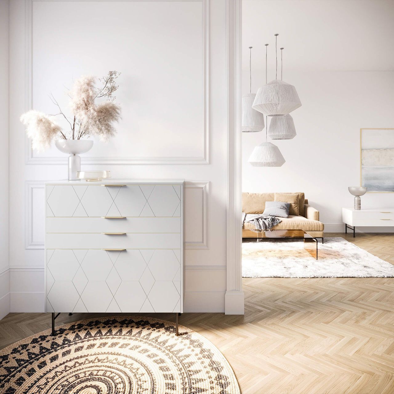 White Cabinet Lifestyle Rendering