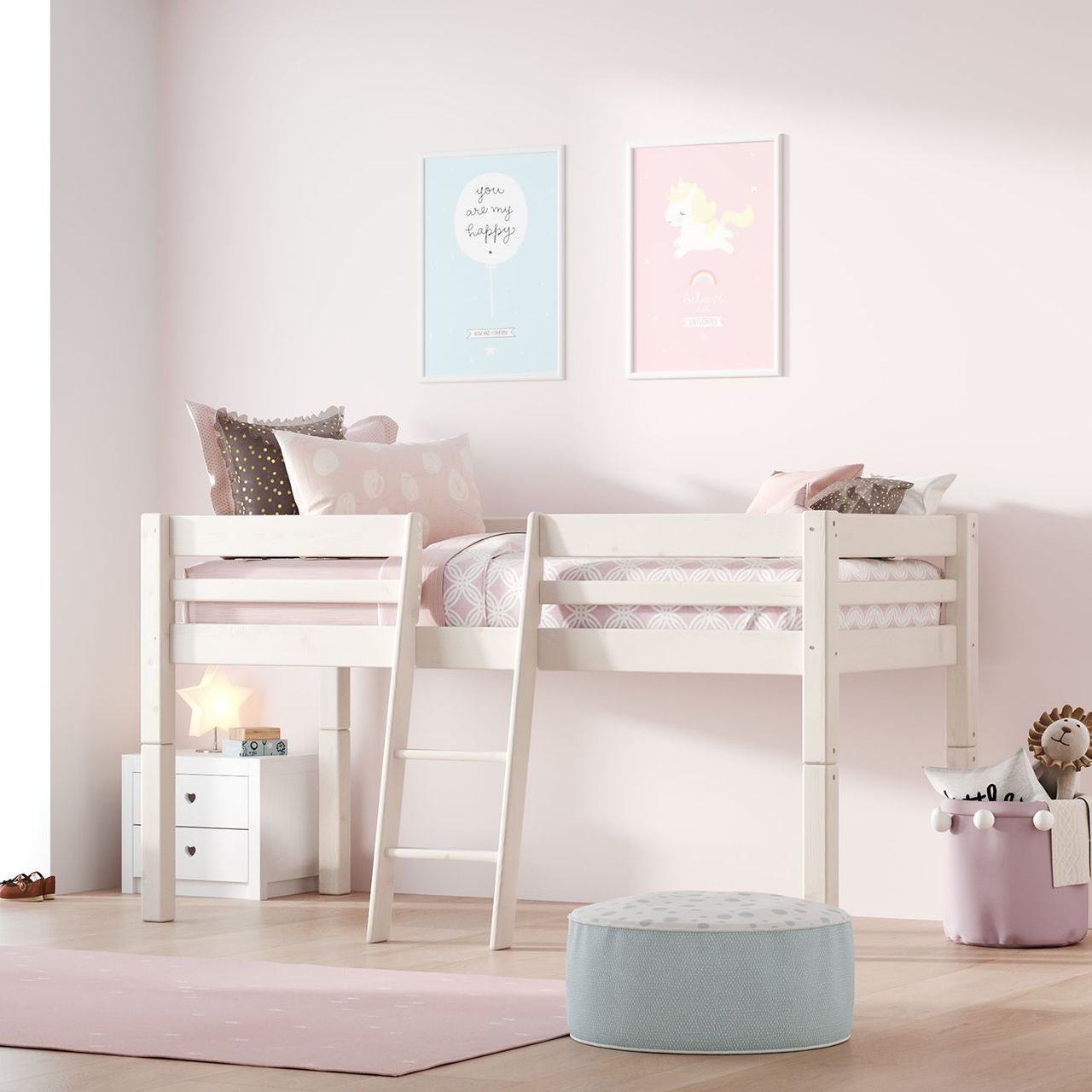 3D Rendering for Scanliving Kids Beds: White Bunk