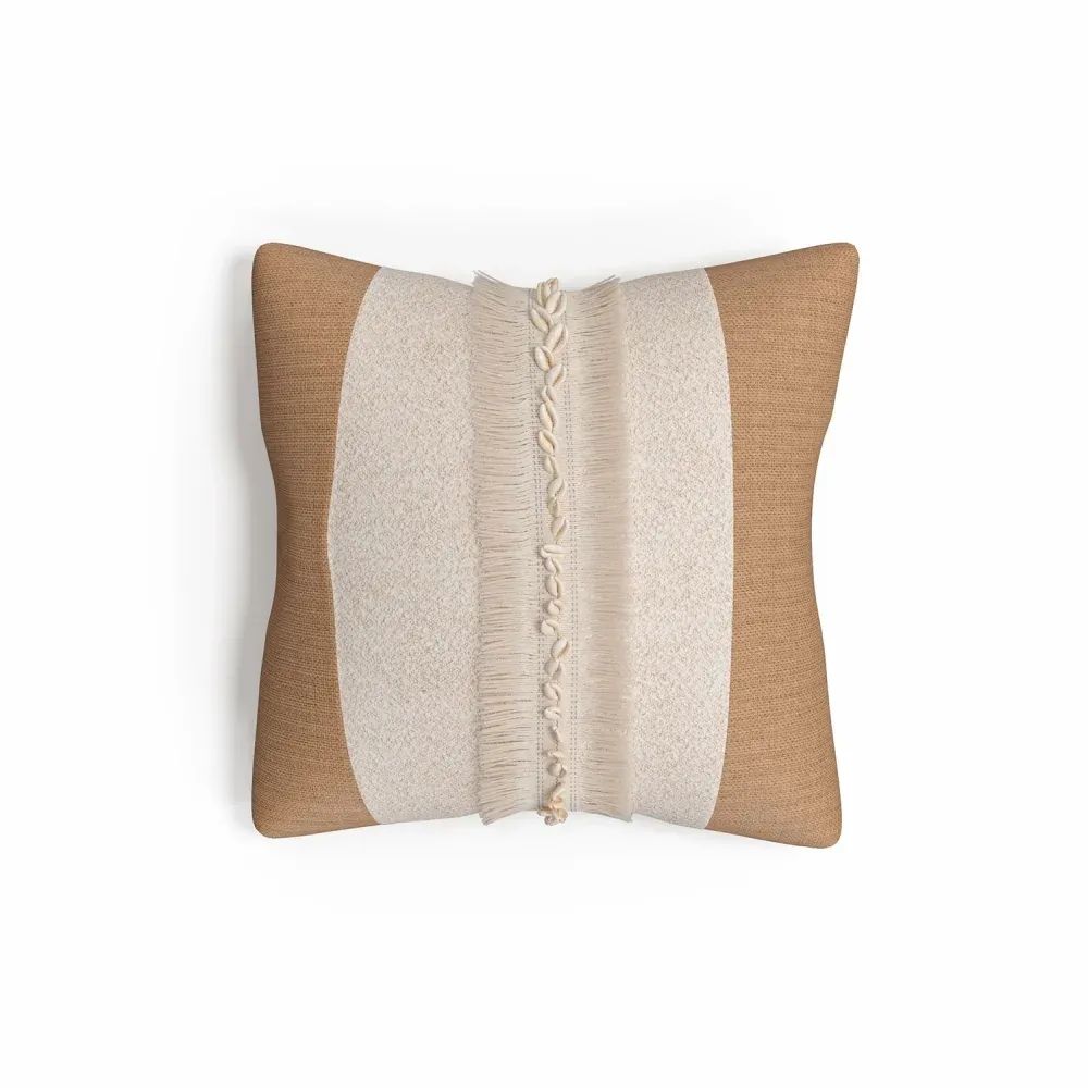 Product rendering for catalogs showing a beige pillow with a textured vertical stripe