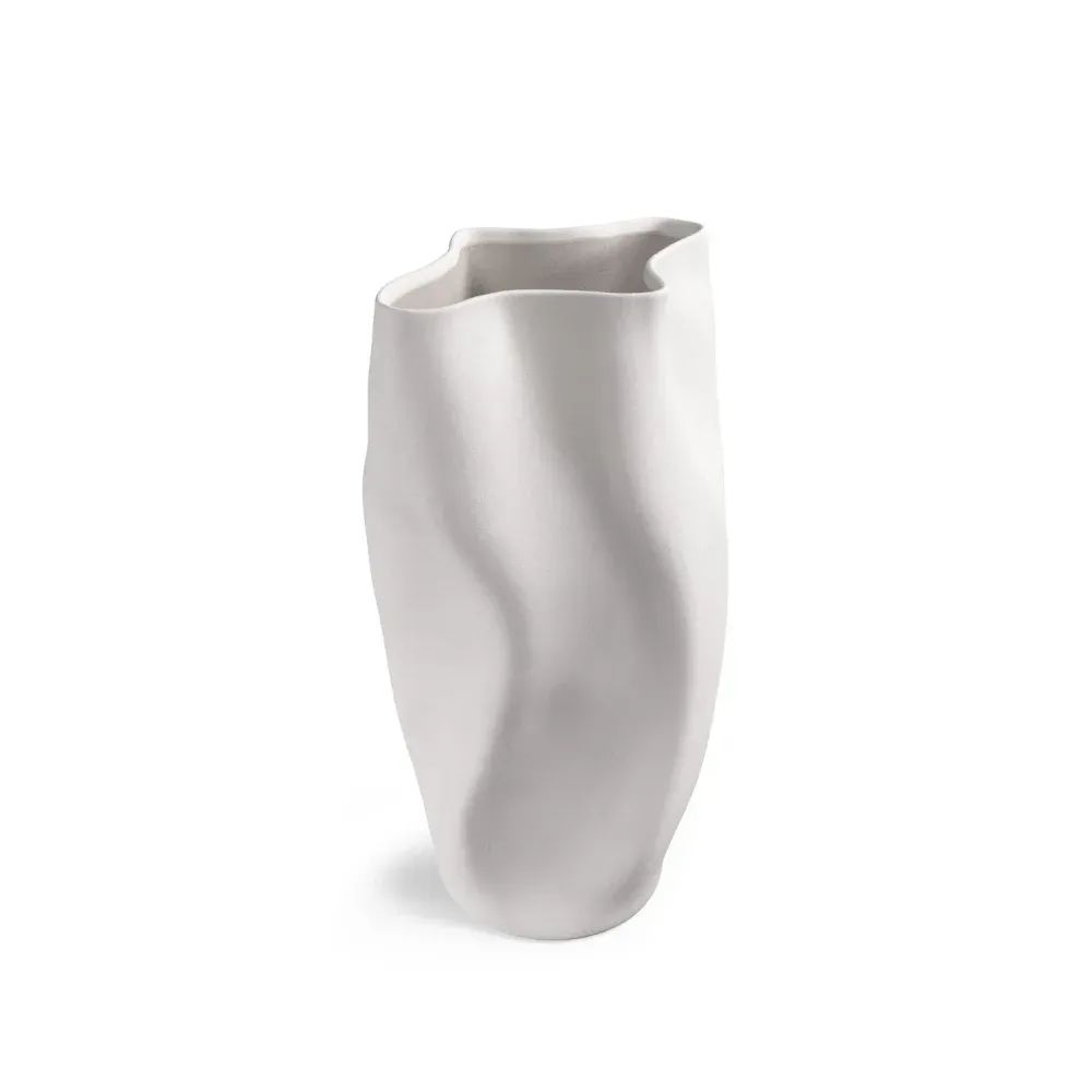 Product Imagery for Catalogs showing a tall modern white ceramic vase