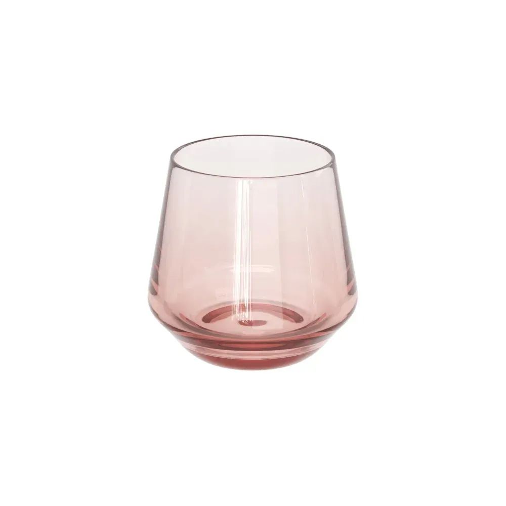 Product imagery for catalogs featuring a modern pink glass tumbler