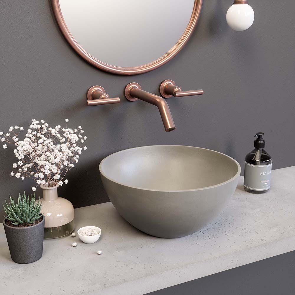 Grey round sink 3D visualization