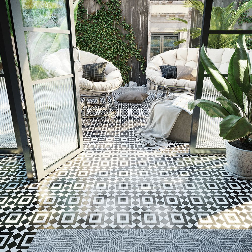 Green floor tiles 3D visualization