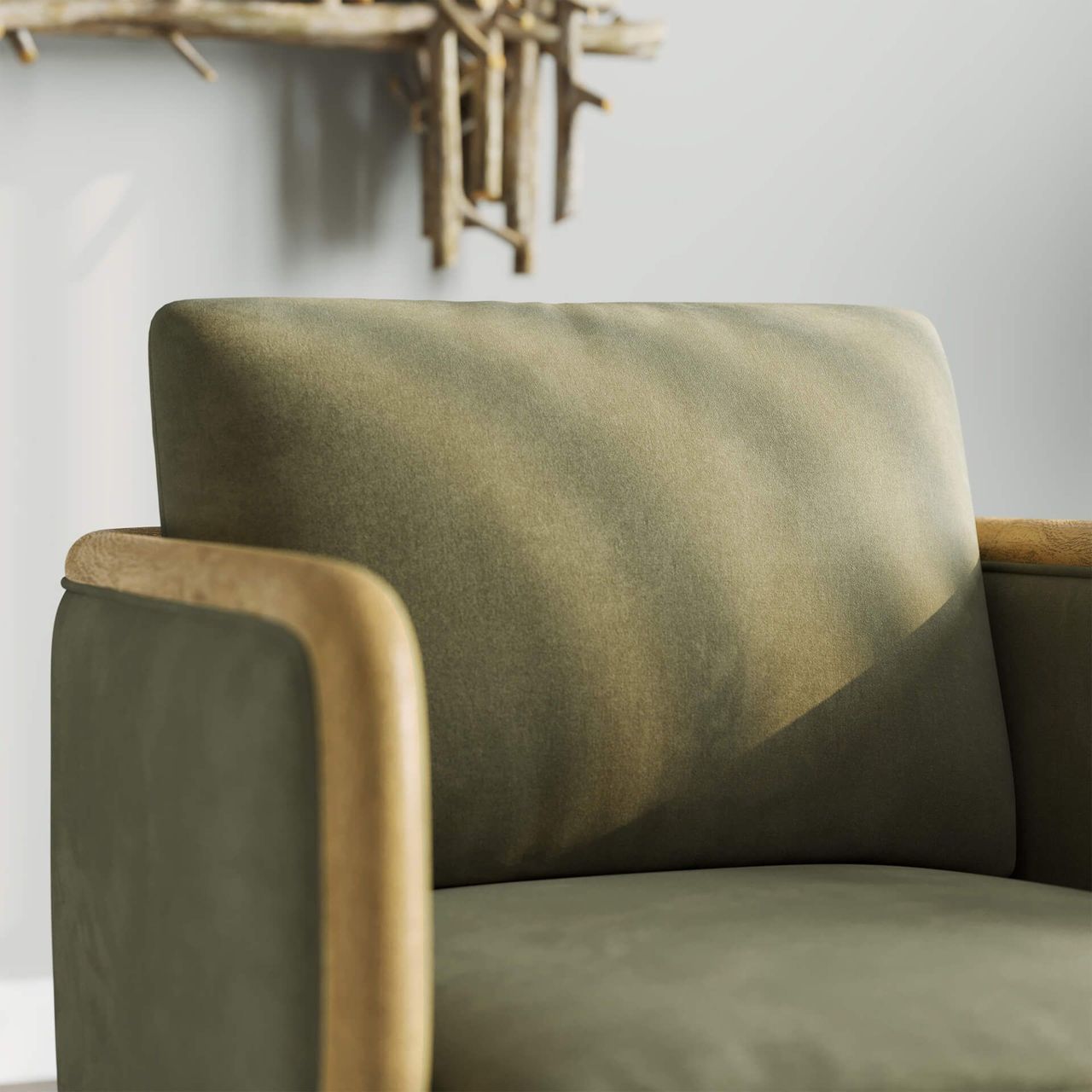 Moss Green Chair Lifestyle Rendering: Detail View