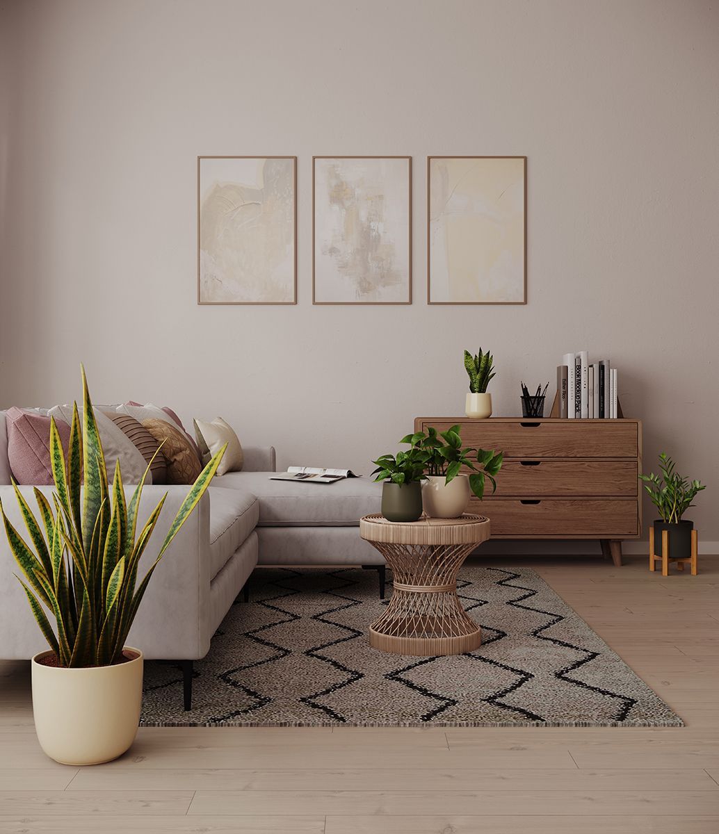 3D Lifestyle Rendering for a Living Room with a Corner Sofa