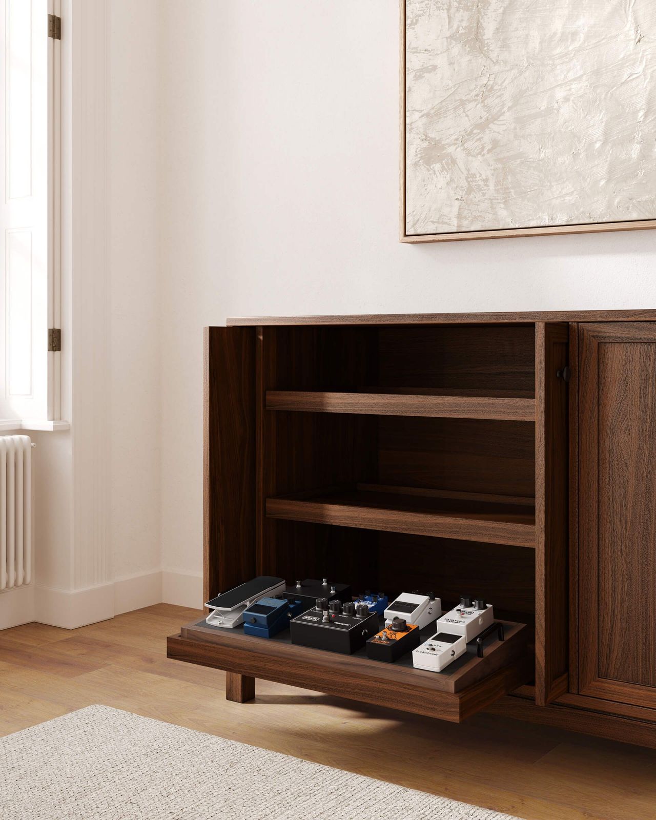 Wooden Storage for Muscial Items Lifestyle CG Visualization