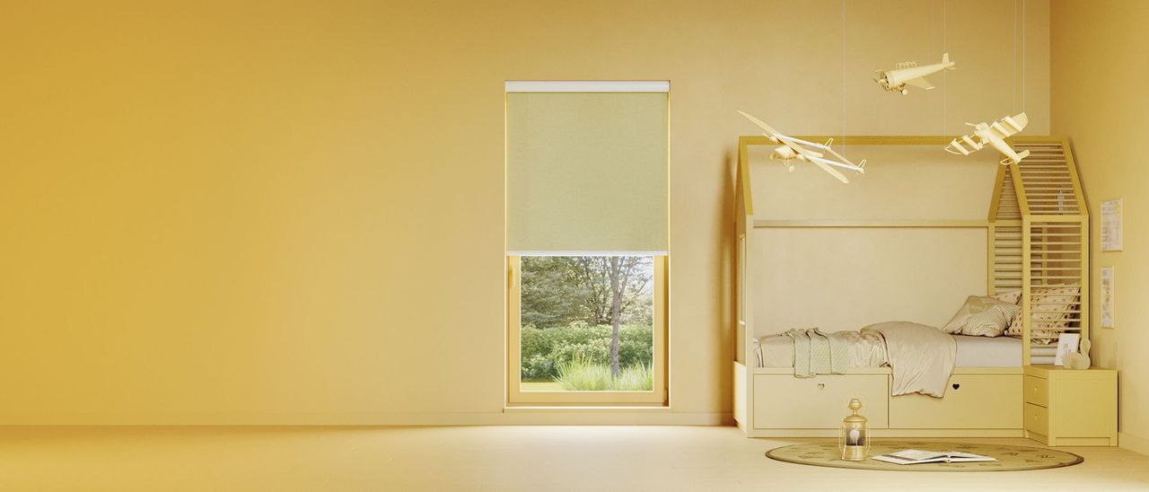 Pale Yellow Lifestyle 3D Rendering for Blinds
