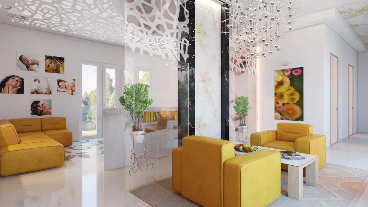 Hotel Lobby 3D Rendering