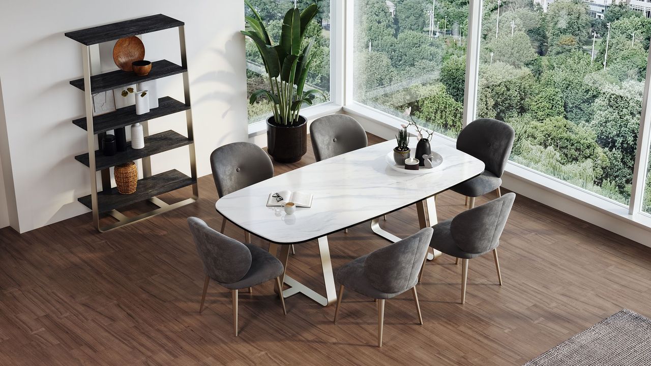 High-quality 3D furniture modeling and rendering showcasing a modern dining room with realistic furniture visualization