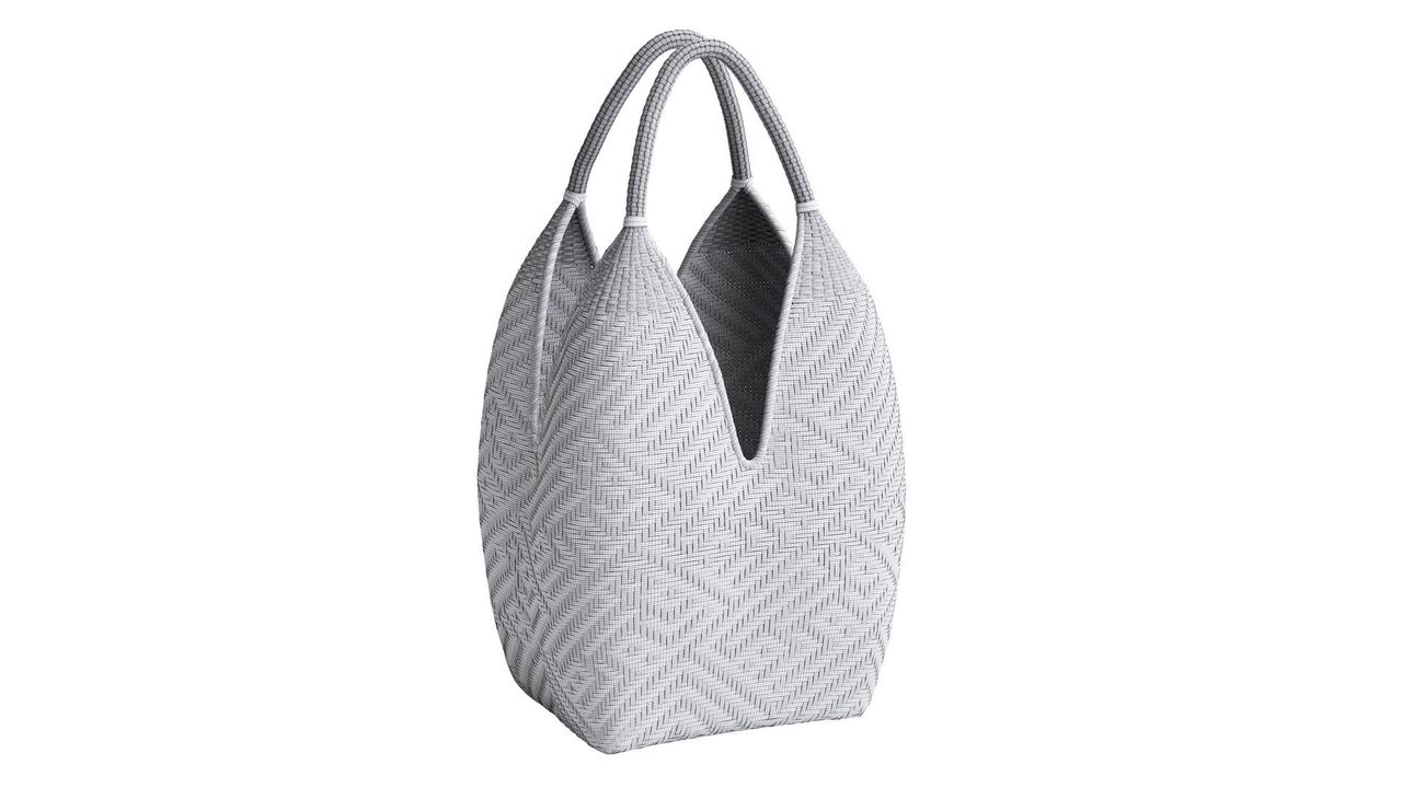 Image of a grayscale bag 3D model with clear shape and geometry.