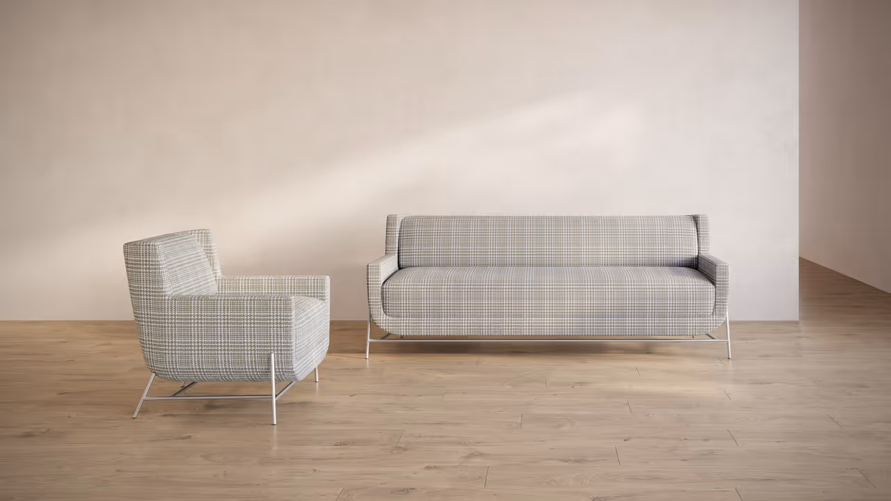 Beige Checkered Sofa Texture