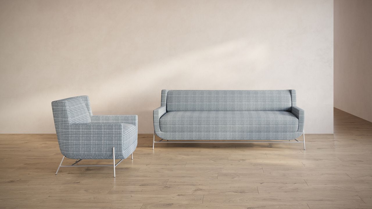 Light Blue Checkered Sofa Texture
