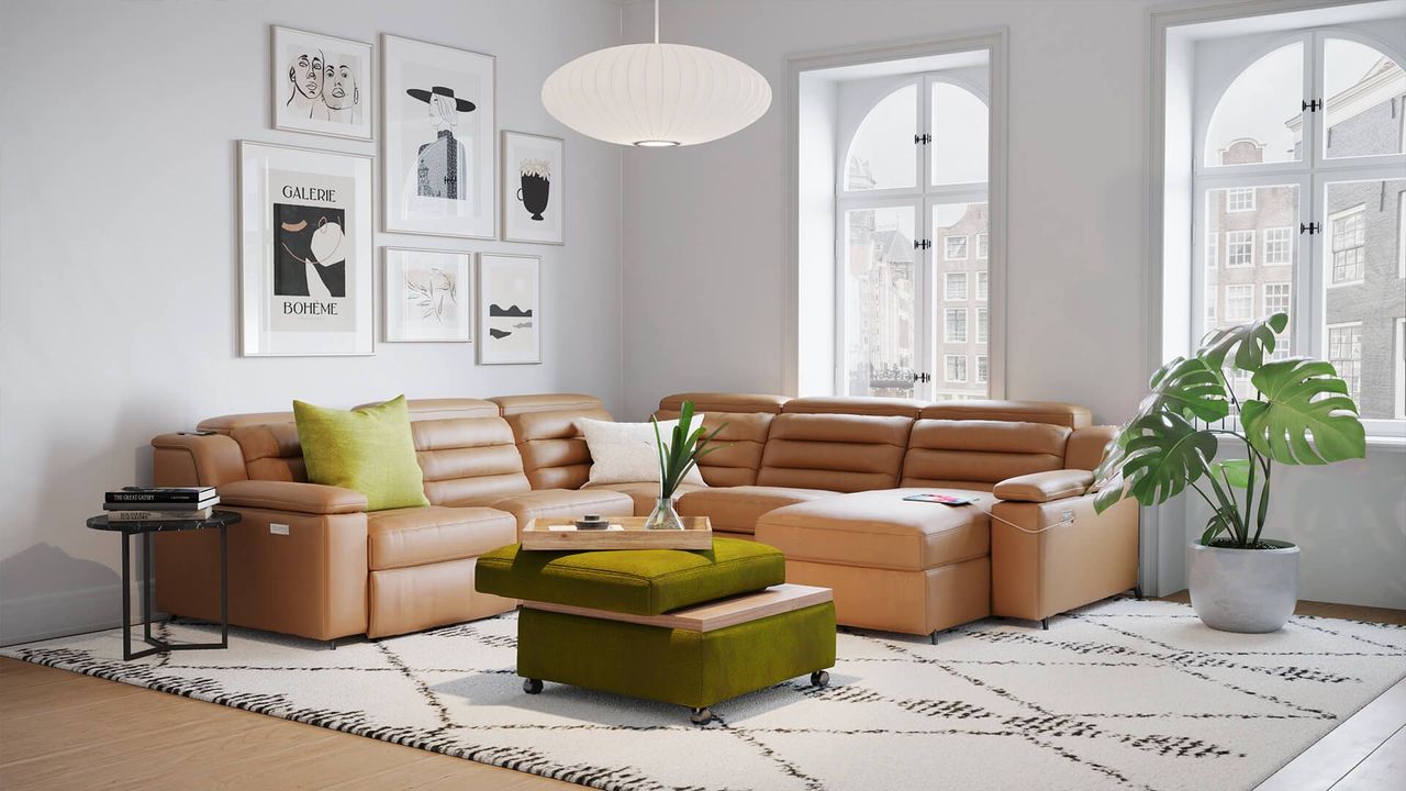 Brown Leather Sofa CGI