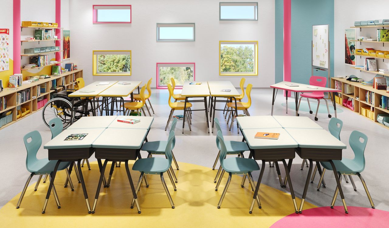 Reading Room Lifestyle Render for Classroom Furniture